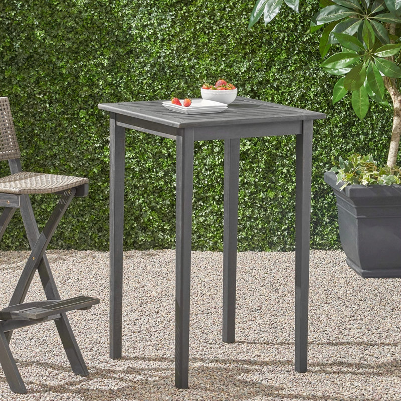 Table de bar d'extérieur carrée en bois d'acacia - Gris foncé, Gris