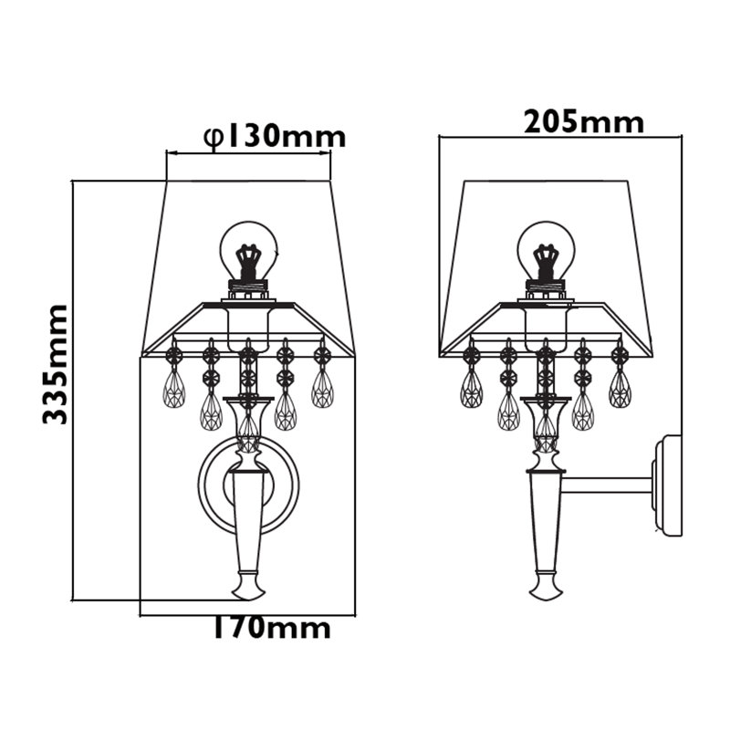 1 - Light Dimmable Chrome Wallchiere, White