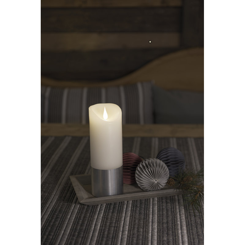 Unscented Flameless Pillar Candle, Silver, 17.5cm H x 7.5cm W x 7.5cm D