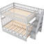 Lit superposé double gris avec lit gigogne et escalier - construction en pin, 3 lits, boîtes de rangement, marches d'escalade protégées, assemblage simple en bois de construction-1173578525