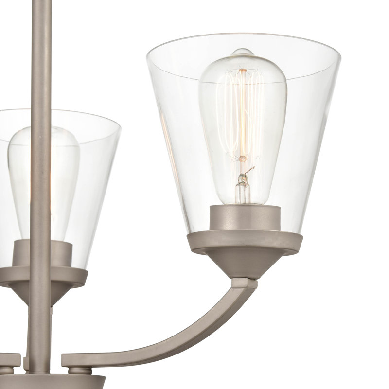 3 lumières 18 po Lustre noir mat, Nickel satiné