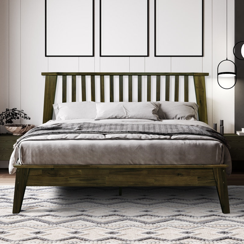 Kristoffer Premium Solid Wood Platform Bed Frame with Headboard – 800 lb Capacity, No Box Spring Needed, Fits All Mattresses