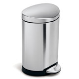 simplehuman 6L Semi-Round Step Bathroom Trash Can - Brushed Stainless Steel