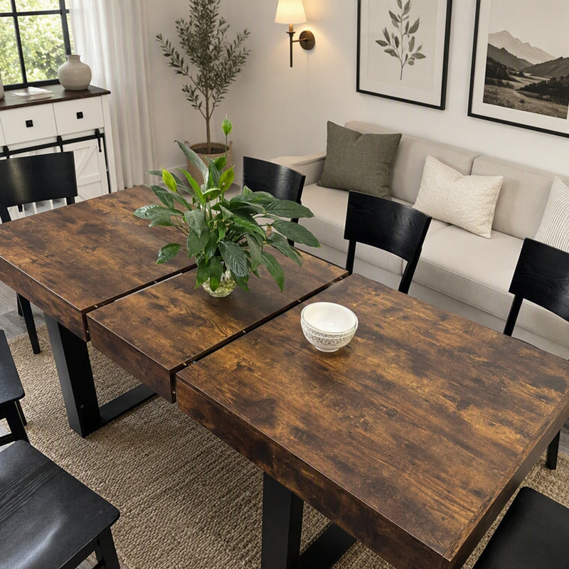 Rectangle extendable dining table for 6-10 people