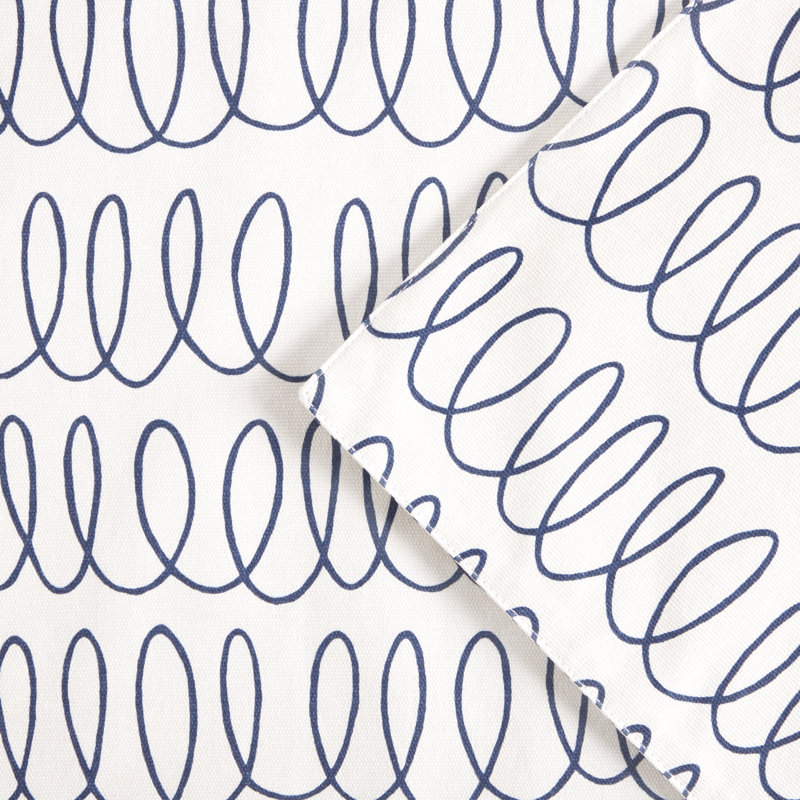 Loop And Dot 100% Cotton Rectangle, Blue/White