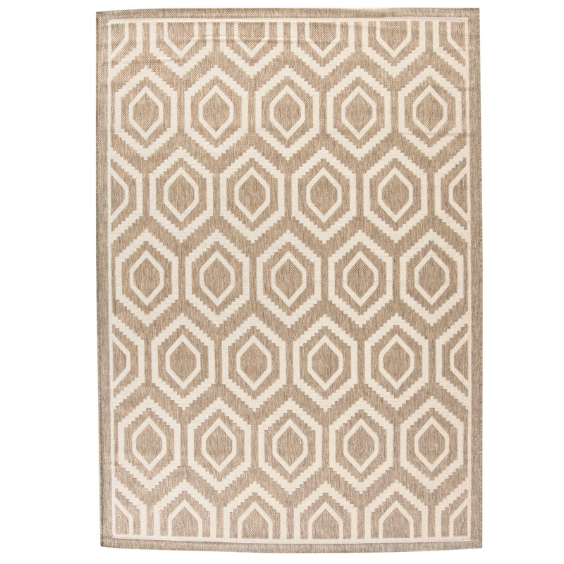 Donnovan Hooked Brown/Bone Indoor/Outdoor Rug, Rectangle 201 x 290 cm