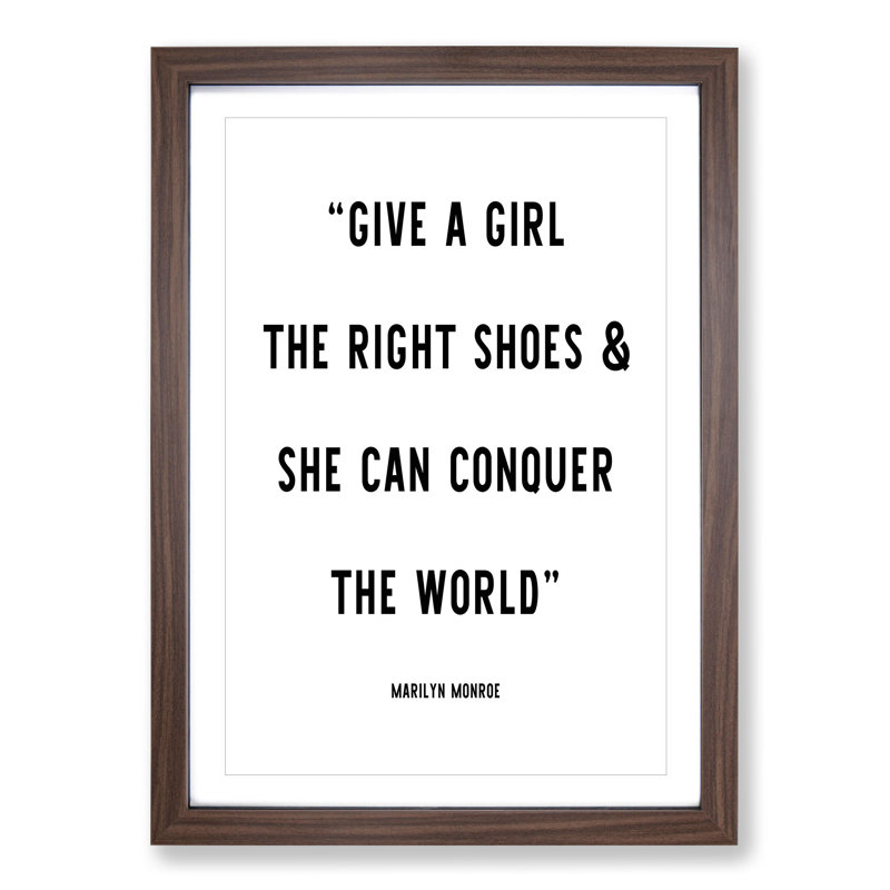 Conquer the World - Picture Frame Typography, 90cm H x 65cm W x 2cm D, Walnut