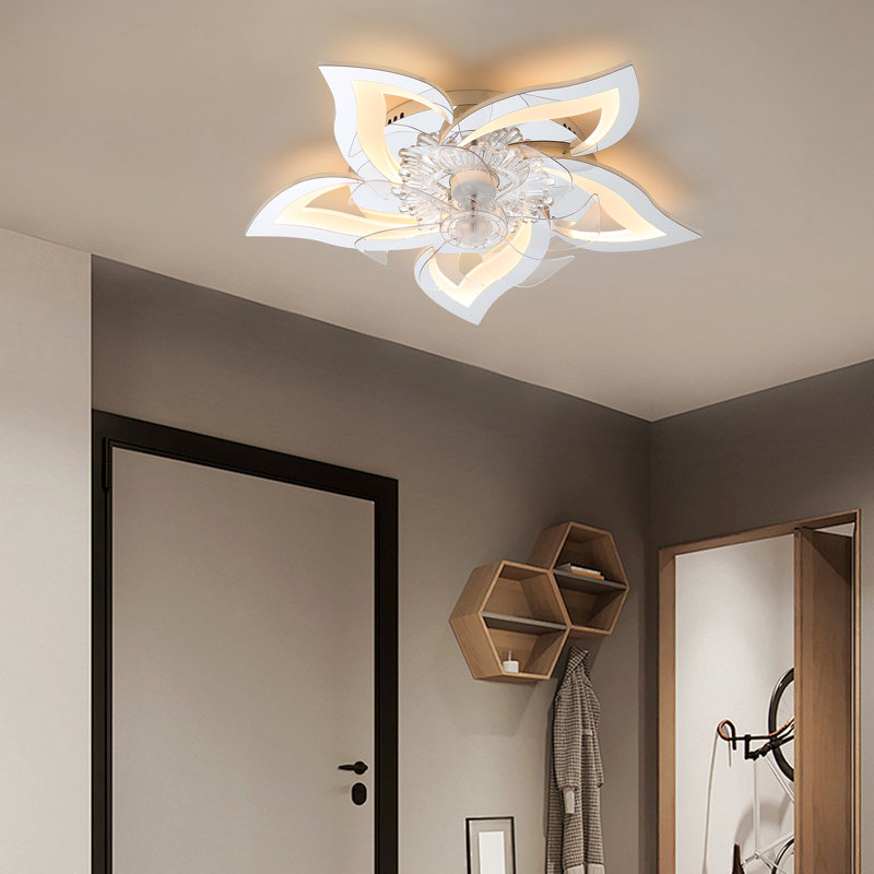 Izzabella 7- Blade Reversible LED Dimmable Ceiling Fan with Light and Remote, Chrome/Clear