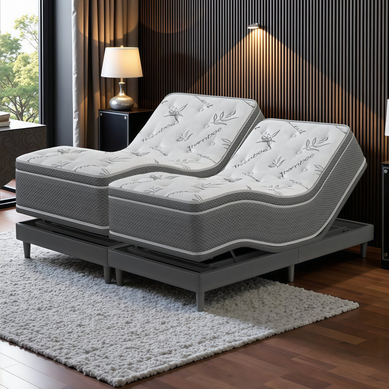 10" Cooling Bamboo Hybrid Mattress with Edge Support - Twin, Twin XL, Full, Queen, King Size for Motion Isolation & Adjustable Base Compatibility