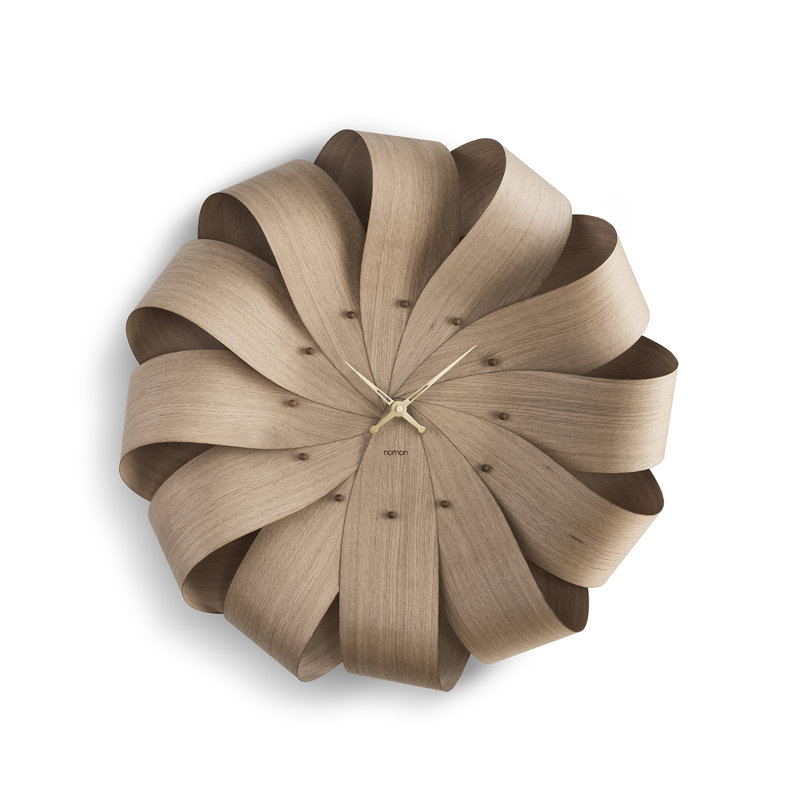 Walnut Analog Wall Clock, Beige/Brown, Small