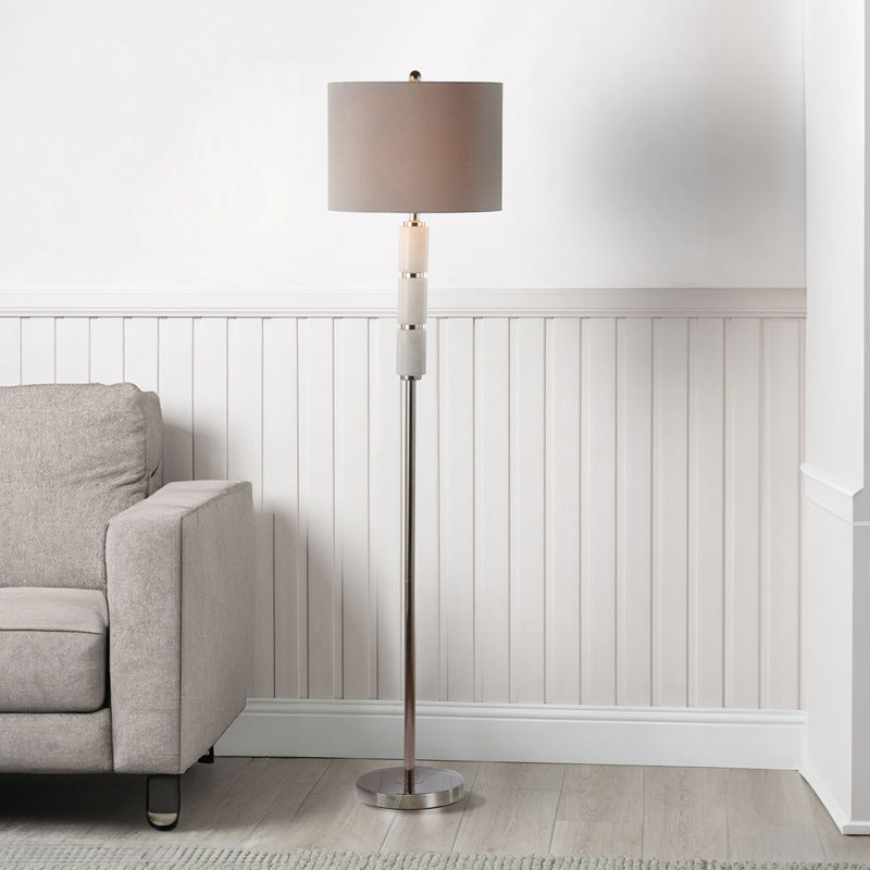Armana 152.5cm Tall Traditional Floor Lamp, Ceramic Base Floor Standing Corner Lamp with Silk Shade