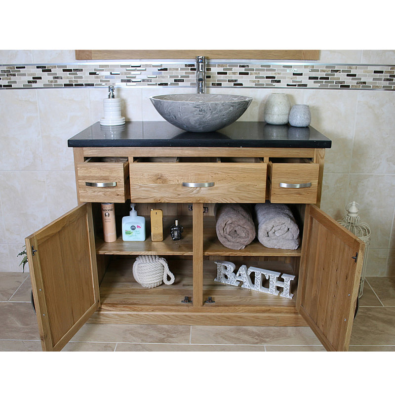 Walter 1000mm Single Bathroom Vanity with Vessel St1 Basin, Grey, Black