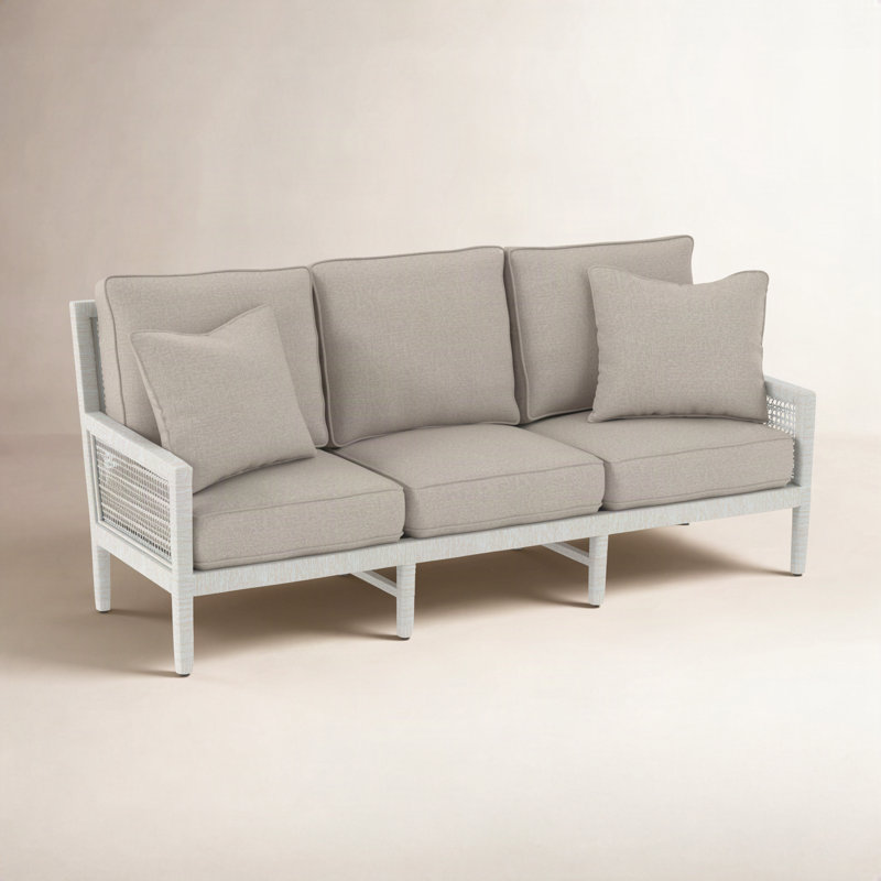 Canapé à accoudoirs carrés de 76 po avec coussins réversibles Glinda, Tissu beige performant - 0851-73, Bisque