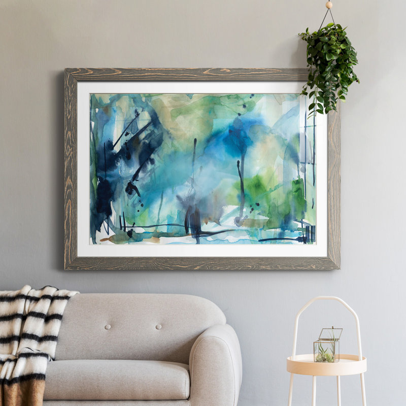Pluie dans la campagne - peinture encadrée, Brun, H 37,5 po x l 27,5 po x P 1,5 po, Blanc