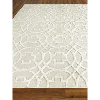 Hand Loomed Geometric Area Rug in Beige