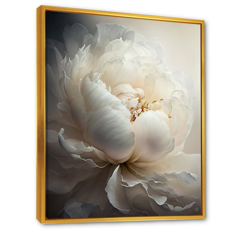 Pivoine fleur VII - pivoines, art mural, H 20 po x l 12 po, Cadre flottant doré