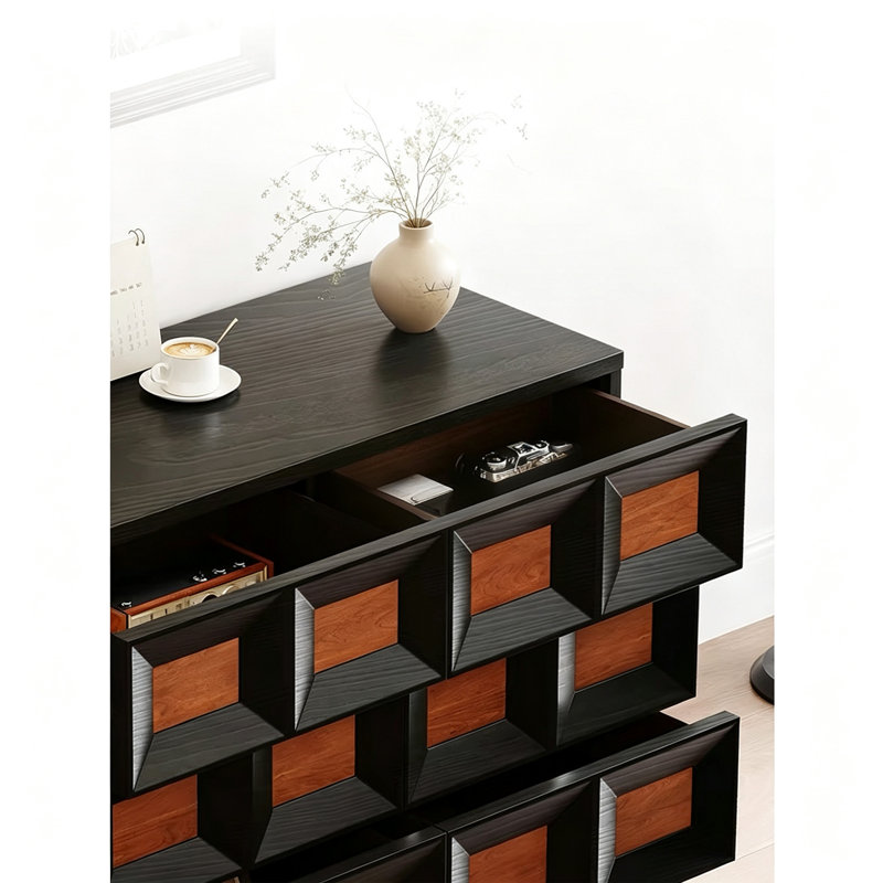 Commode décorative sur pied de couleur concave