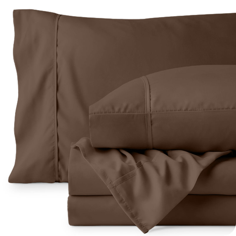 Microfiber Sheet Set with Bonus Pillowcase Set, Cocoa, Queen