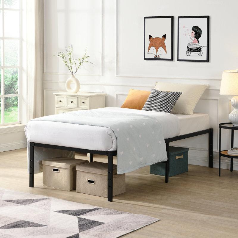 Twin Size Bed Frame , Heavy Duty Metal Bed Frame , Quick & Easy Assembly, No Noise, Blacktwin, Twin