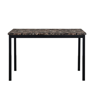 Table de bout en faux marbre noir avec tablier en métal, luxe économique pour manger et socialiser, pieds de coin-repas d'une largeur de 30 po, durabilité exceptionnelle, conception spacieuse à usages multiples, assemblage rapide