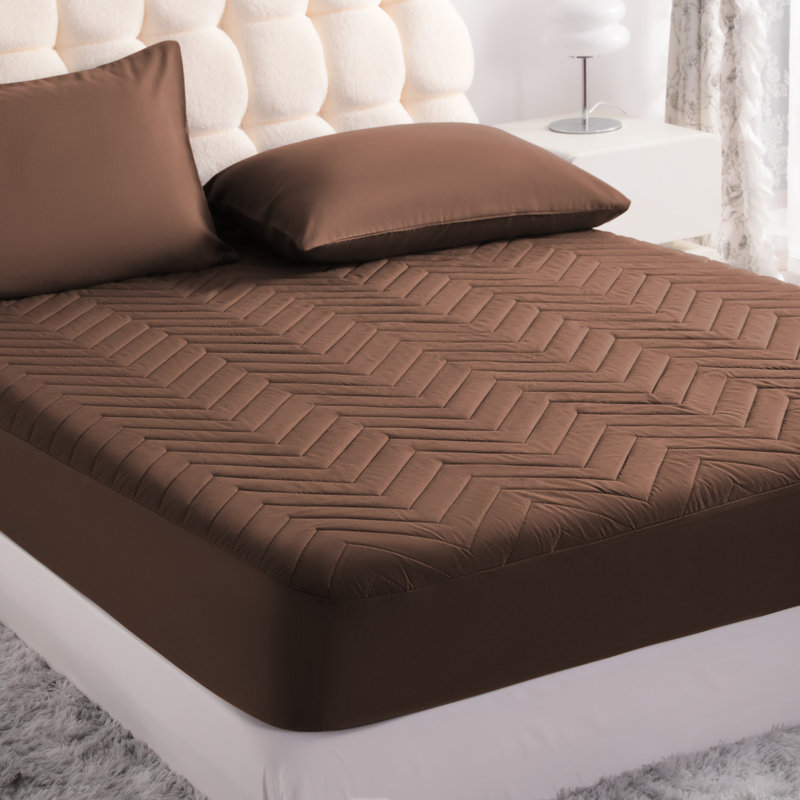 Waterproof Mattress Cover, Noiseless Fitted Sheet, California King Fitted Sheet, Brown