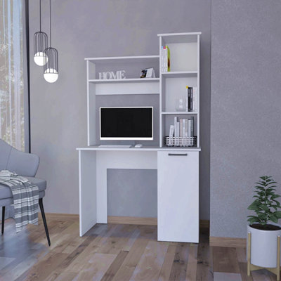 Bureau d'ordinateur à 3 tablettes de rangement