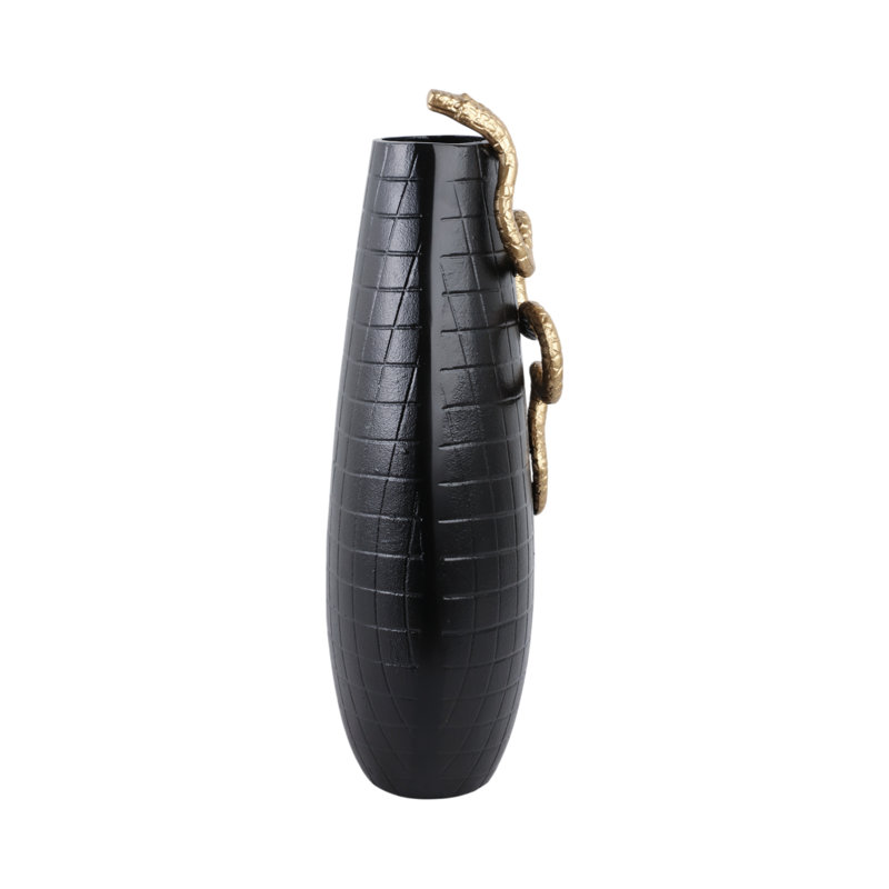 Sagebrook Home 21X11" Curved Snake On Vase, Black/Gold, 21" H x 11" W x 7" D