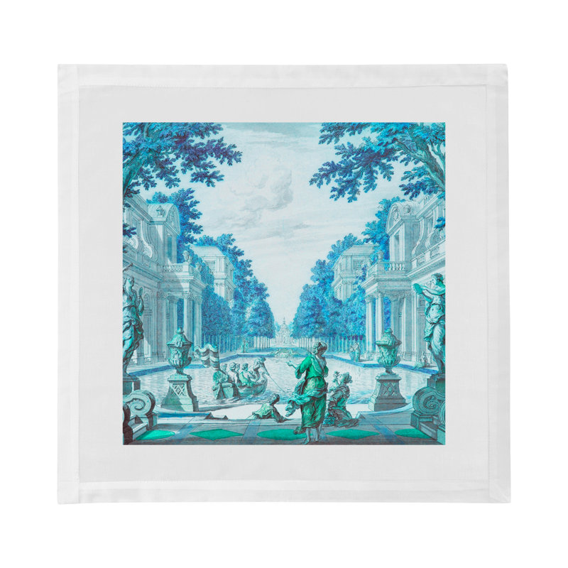 Dimanche A Paris Cotton Sateen Dinner Napkins, Cerulean