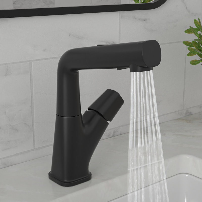 Stainless Steel Strechable Single-hole Bathroom Sink Faucet 3-Function Single Handle Free Lifting Bathroom Faucet 1.8 GPM