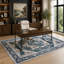Tapis de sol antidérapant lavable à la machine à motif médaillon bleu et brun vintage-133386424