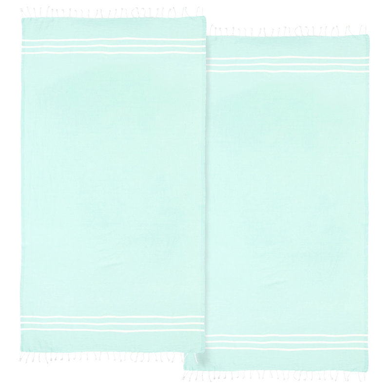  Ensemble de 2 serviettes en coton turc, Aqua pâle