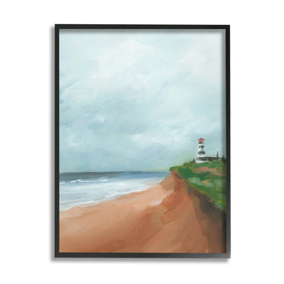 Distant du phare sur la plage, estampe numérique par Caverly Smith