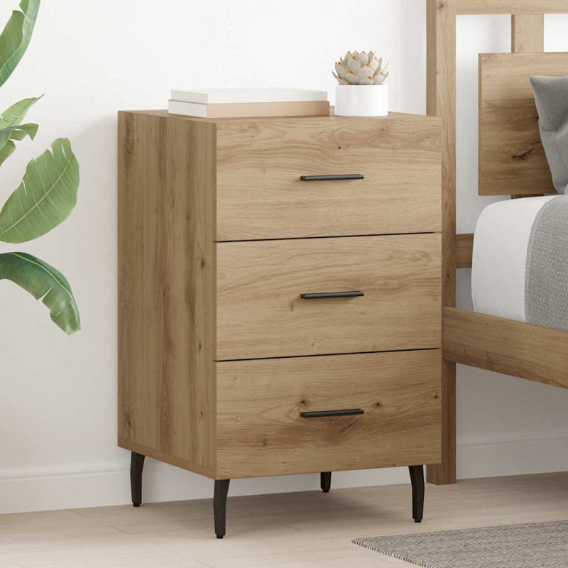 40cm W Manufactured Wood Bedside Table, Artisan Oak
