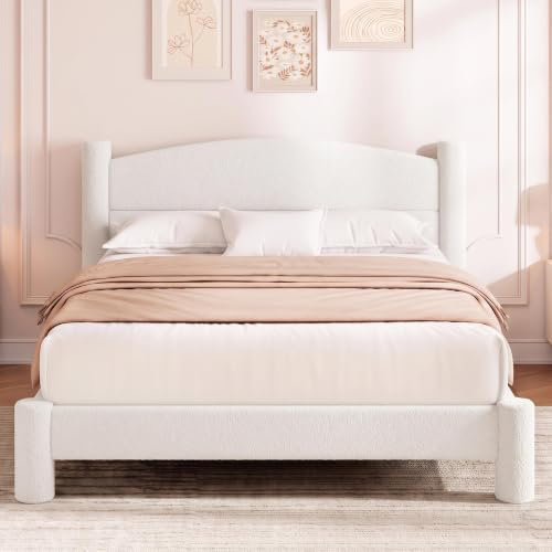 Base de lit pour grand lit avec tête de lit ronde et pieds cylindriques
