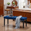 Heng Ming Banquette rembourrée capitonnée, velours, banc de salle à manger, banc de chambre, repose-pieds, banc d'appoint, entrée, salon, bleu-565242160