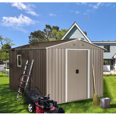 8ft x 10ft Outdoor Metal Storage Shed with Metal Floor Base -  Novobey, XLY540S00022