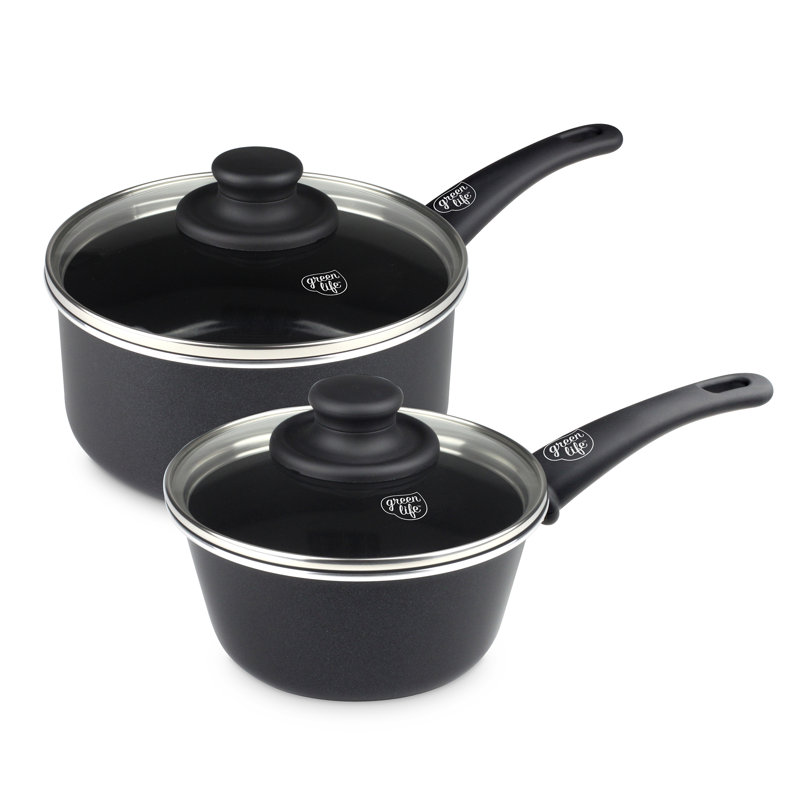 Ensemble de casseroles en céramique antiadhésive 1 pte et 2 pintes GreenLife, Noir