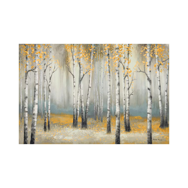 " Golden September Birch " Painting Print, 40" H x 60" W x 1.5" D