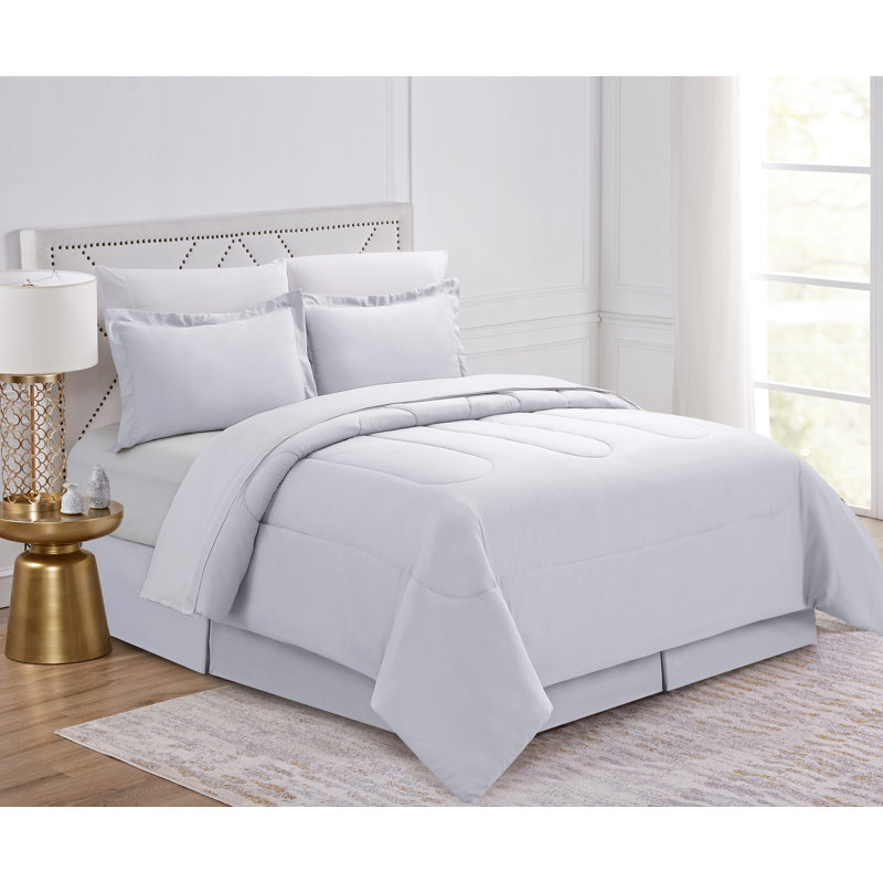Ensemble de lit dans un sac léger - Basics by Wayfair ™, Édredon double et 5 pièces supplémentaires, Blanc