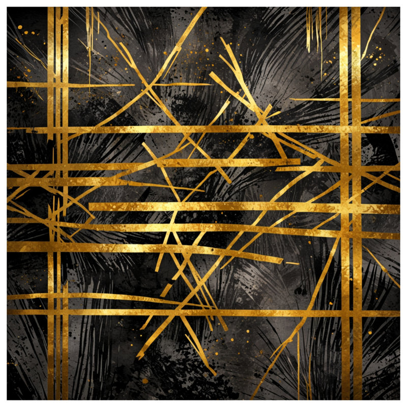 Tapisserie murale lignes dorées et abstraites - Décoration murale abstraite, 50in H x60in W with 4 Grommets
