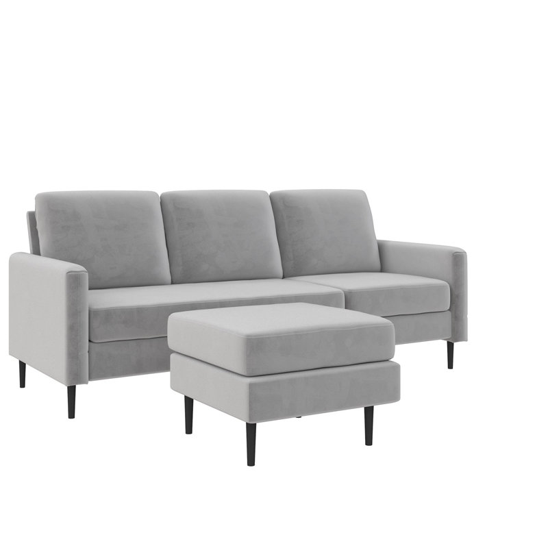 Burrough 3 Seater Velvet Sofa, Light Grey Velvet