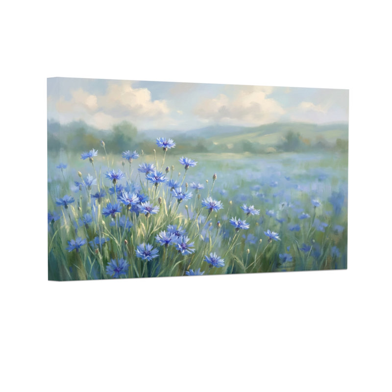 «Plants & Flowers Blue Flowers Field Landscape», reproduction sur toile, 12” H x 18” W