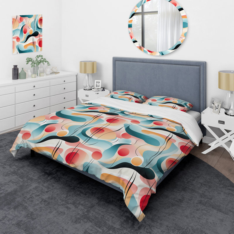 Amith Modern Whispers I - Ensemble de housse de couette rayé - Microfibre de polyester