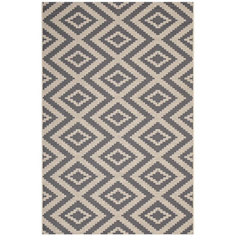 Elegant Geometric Diamond Trellis 5x8 Gray Synthetic Area Rug