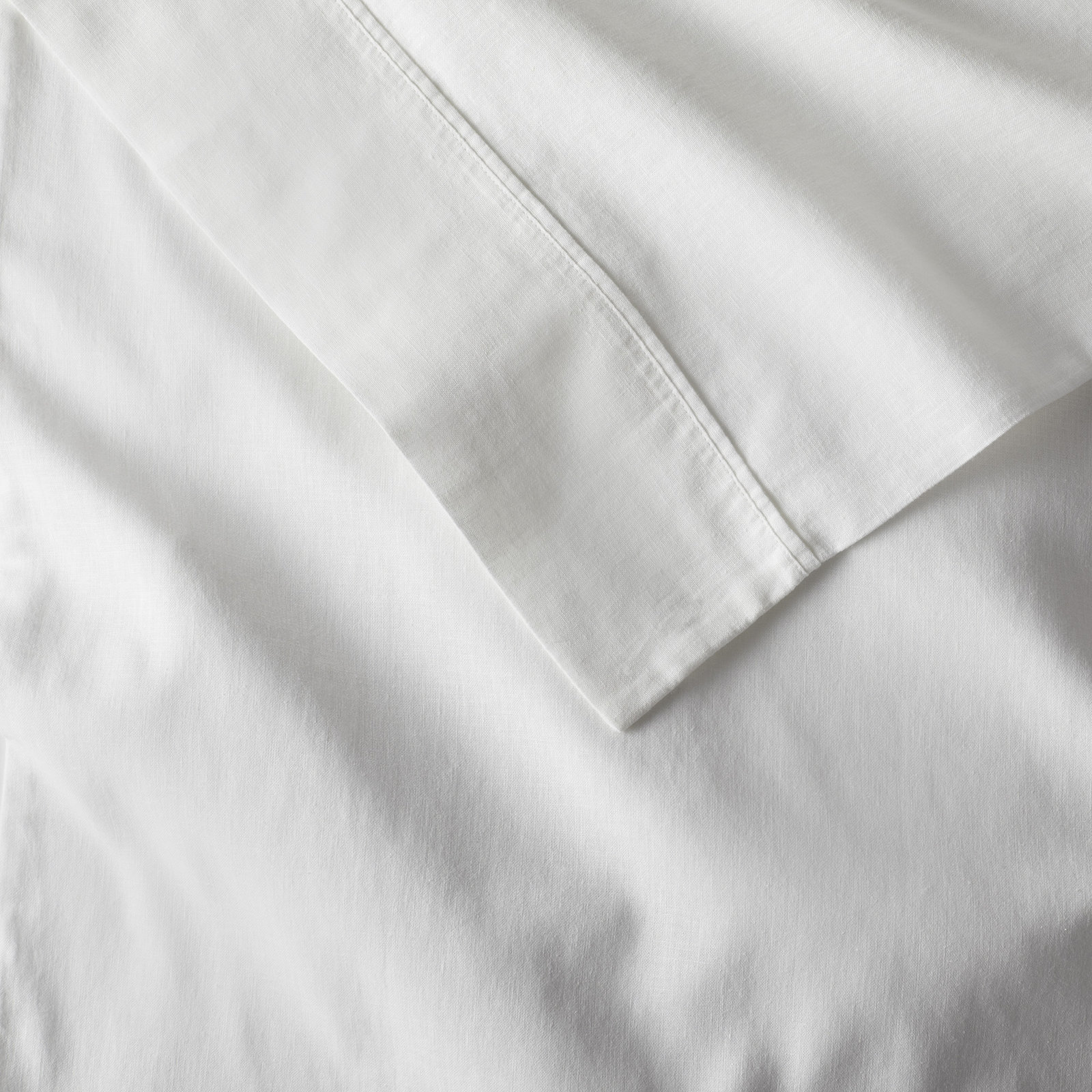 Jeffen Linen Blend Sheet Set, White, King Sheet Set + 1 Fitted Sheet + 2 Pillowcases