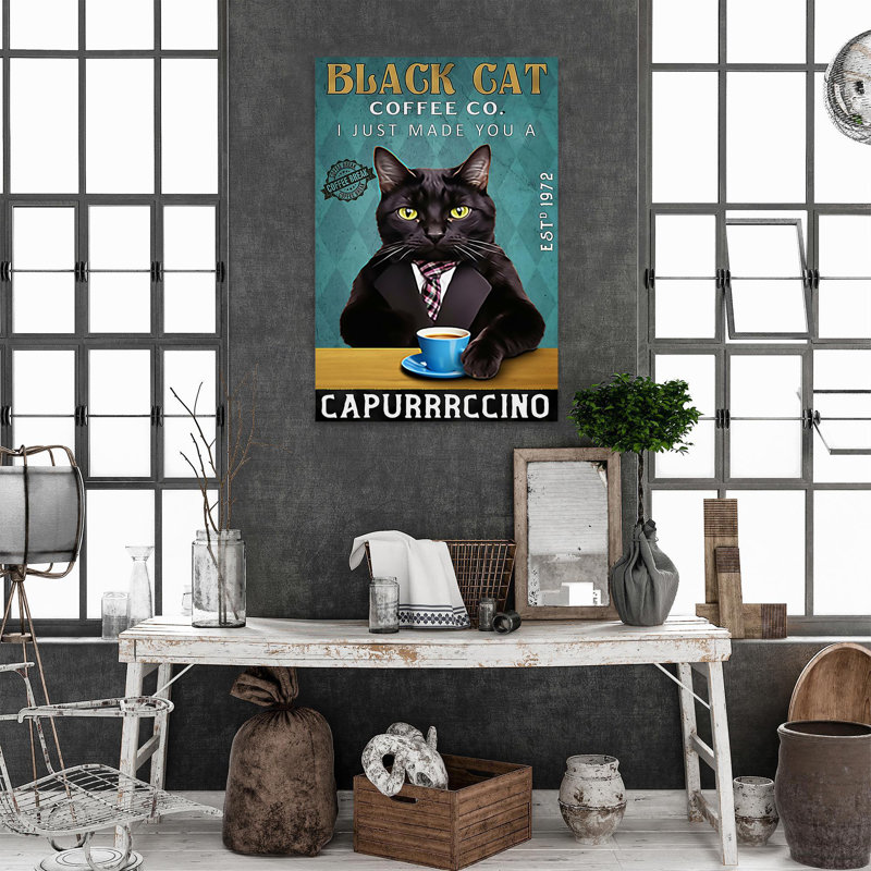 «Black Cat Coffee Co», impression sur toile tendue, H 20 po x l 16 po x P 1,25 po