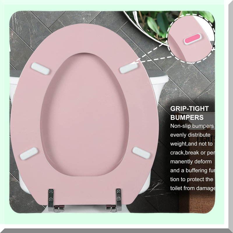 BlushWood Elongated Seat with Zinc Hinges - Easy Install & Clean, Scratch Resistant