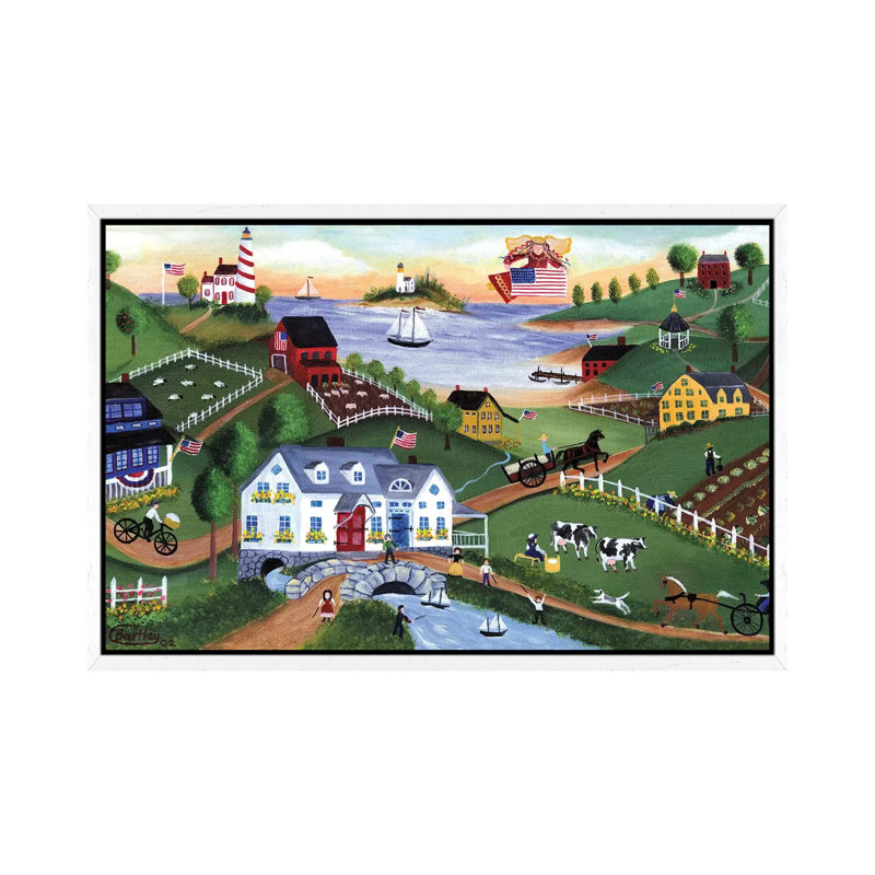 Yesteryear Village 1 Piece Painting on Canvas, 45.72cm H x 66.04cm W x 3.81cm D, White Framed