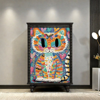 Retro  Five-Drawer Storage Cabinet Accent Chest