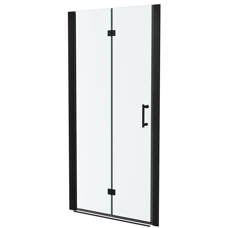 30"w X 72"h Shower Door, Matte Black. 1/4" Tempered Glass. Water-, Space, Adjustable Bathroom Entrance Partition Screen Door